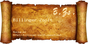 Billinger Zsolt névjegykártya
